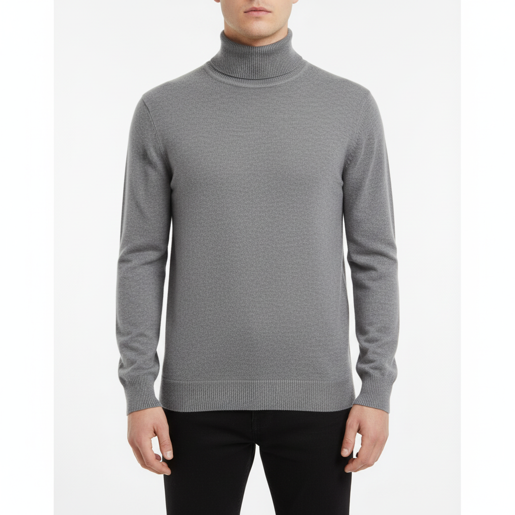 Florian | Pull Col Roulé Homme Coupe Droite au Toucher Cachemire - Gris