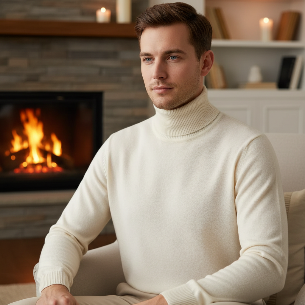 Florian | Pull Col Roulé Homme Coupe Droite au Toucher Cachemire - vue 6