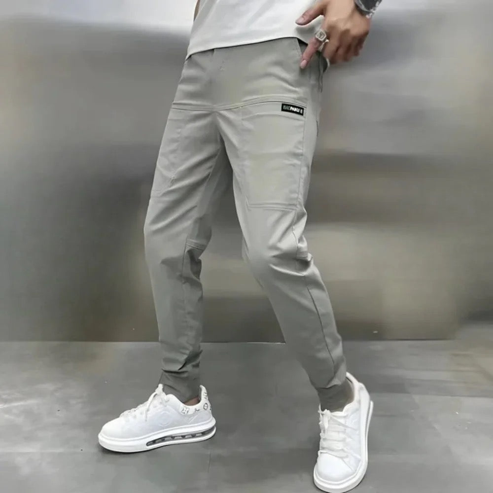 Gauthier | Pantalon Cargo Homme Stretch à Chevilles Resserrées - Gris clair