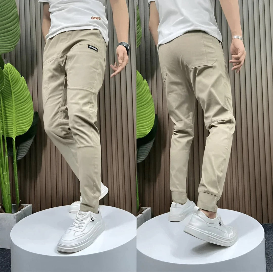Gauthier | Pantalon Cargo Homme Stretch à Chevilles Resserrées - Beige