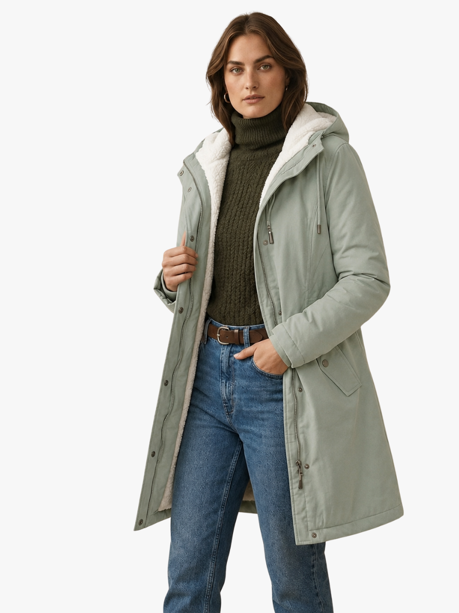 Gisèle | Parka Femme Doublée Polaire à Capuche, Taille Ajustable et Longueur Mi-Cuisse - vue 1