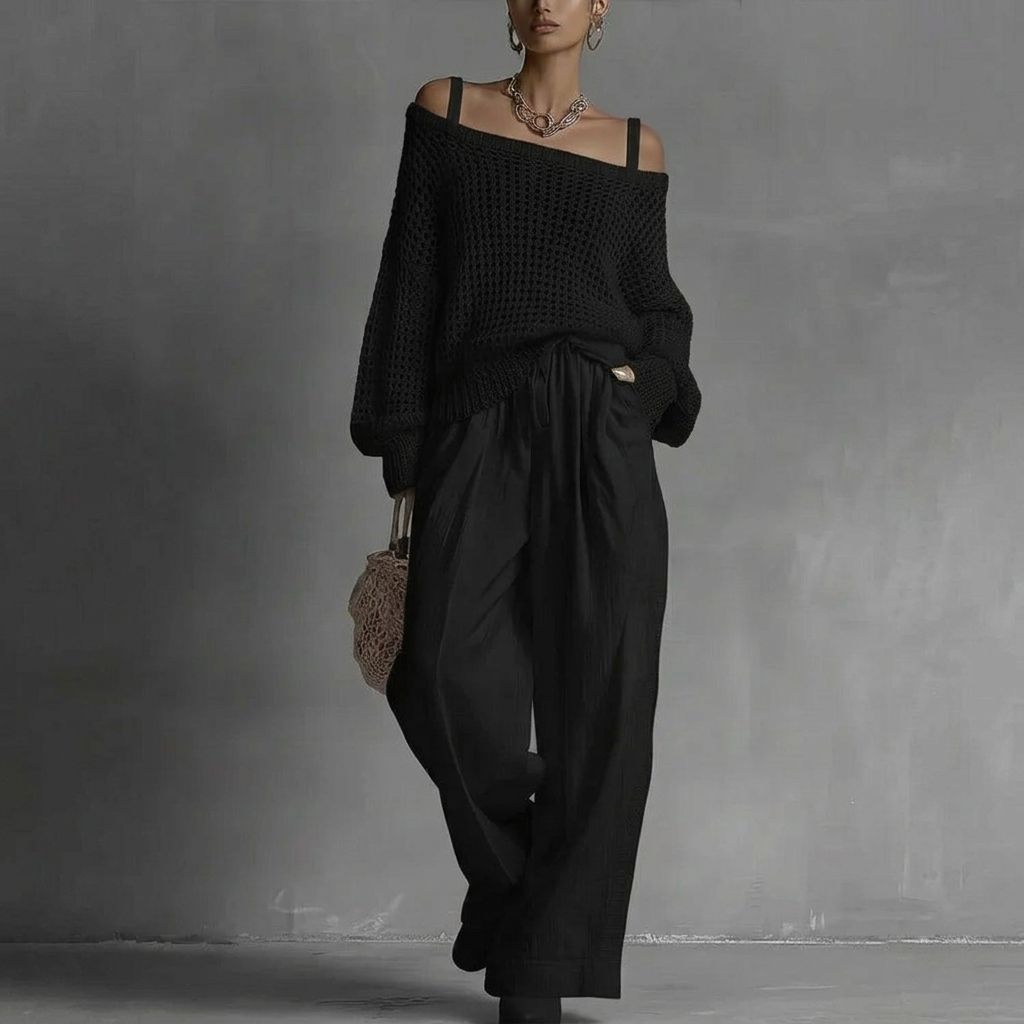 Ines Paris | Ensemble deux pièces femme haut épaules dénudées pantalon large