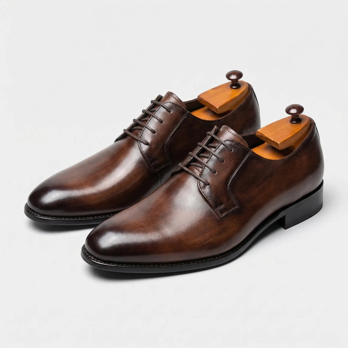 Hubert | Derbies Homme Effet Cuir Lisse à Lacets et Bout Rond - Marron