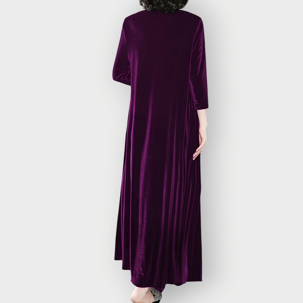 Irène | Robe Longue Femme en Velours à Manches Longues et Poches - vue 5