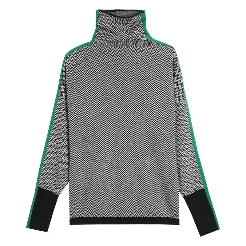 Isabeau | Pull Col Roulé Femme Toucher Cachemire en Maille Douce - Vert