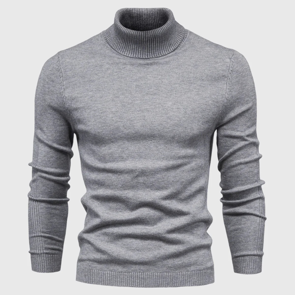Julien | Pull Col Roulé Homme en Maille Fine Facile d'Entretien - Gris