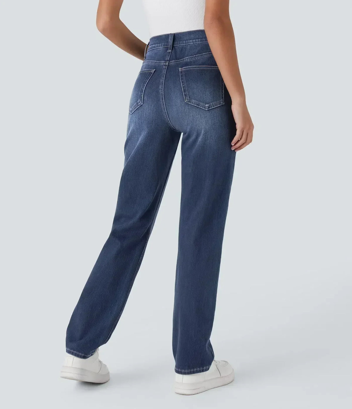 Léonie | Pantalon Femme en Denim Foncé Taille Haute pour l'Hiver - vue 3