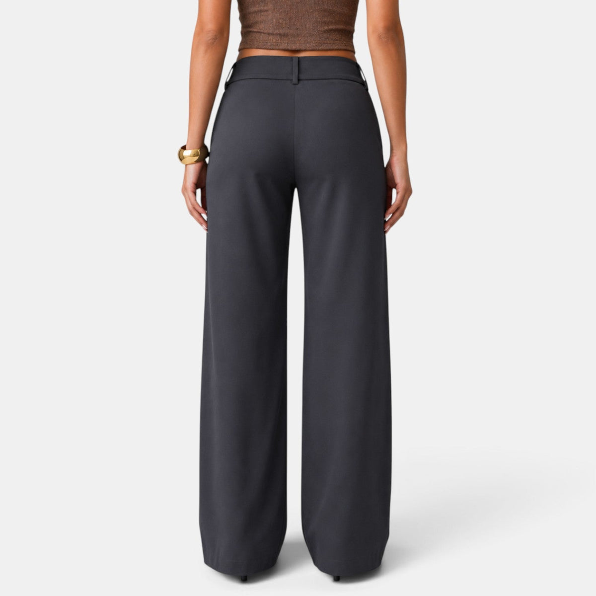 Lison | Pantalon Habillé Femme Large à Taille Haute et Double Bouton - vue 6