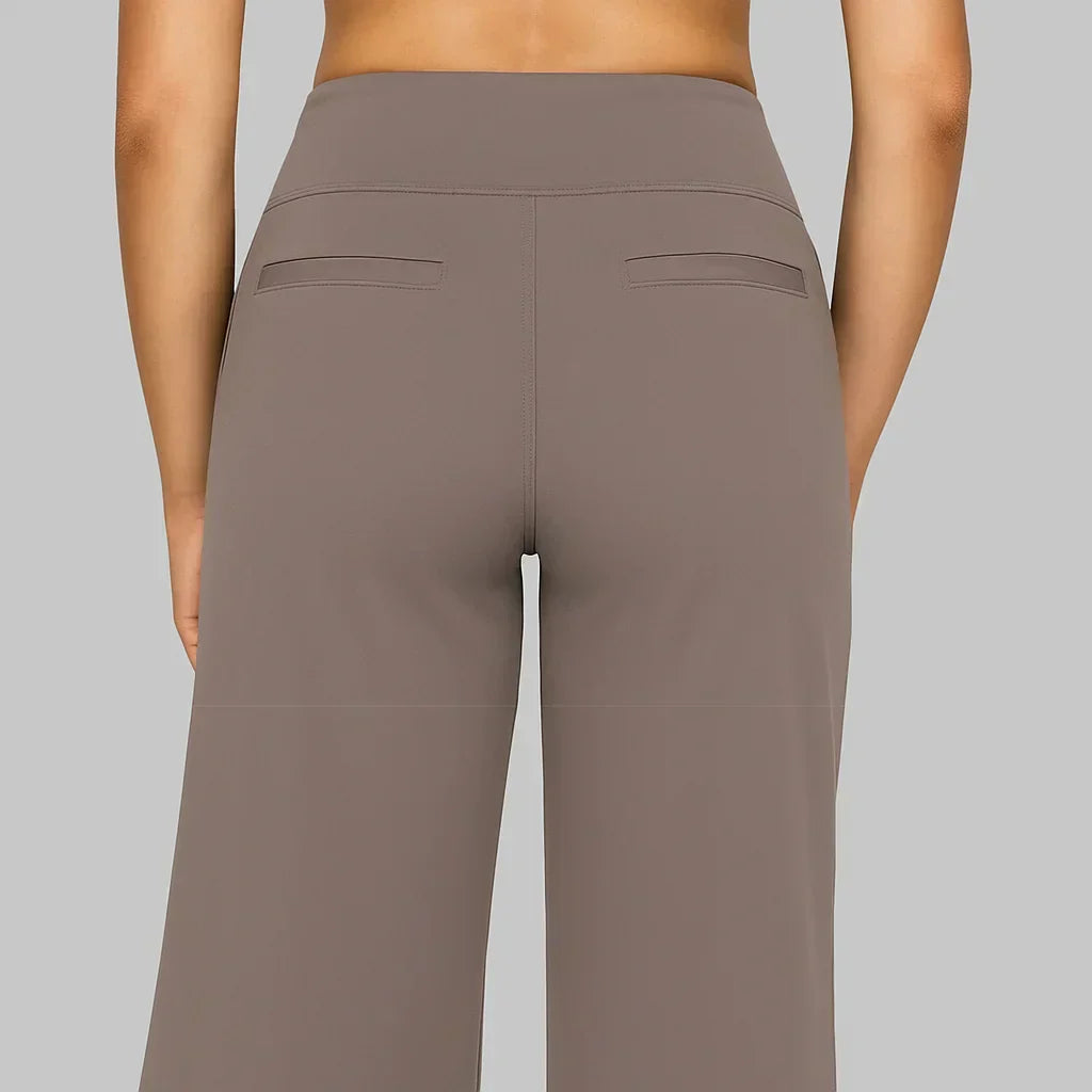 Lucienne | Pantalon Femme Extensible Taille Haute à Poches, Jambe Large - vue 4