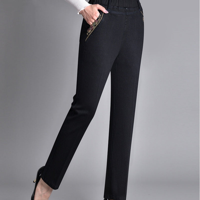 Madeleine | Jean Droit Stretch Femme Taille Élastique, Option Doublure Chaude - vue 5