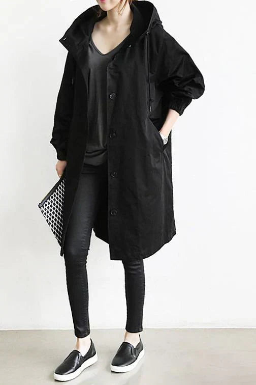 Ines Paris | Trench imperméable femme à capuche coupe longue