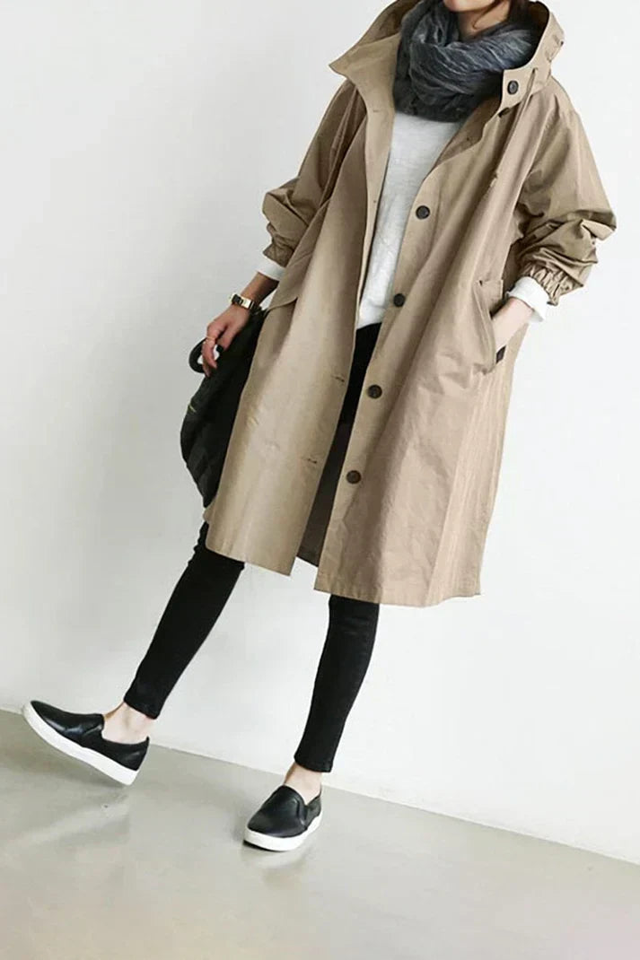 Ines Paris | Trench imperméable femme à capuche coupe longue