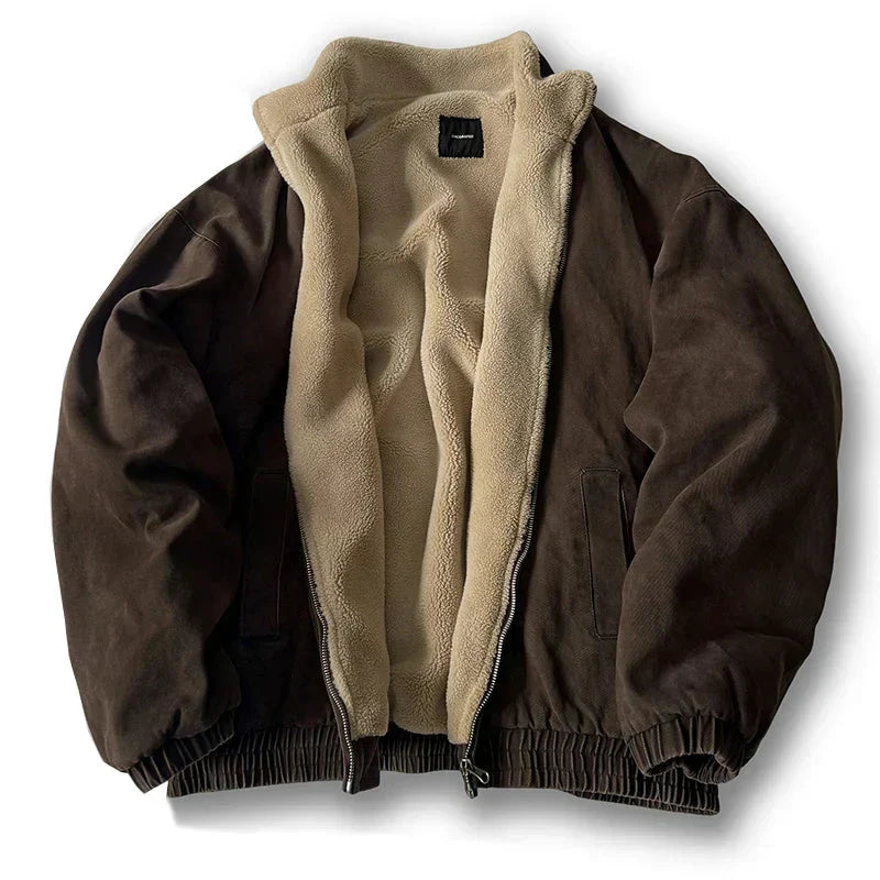 Octave | Blouson Zippé Doublé Polaire Col Montant Homme - Marron