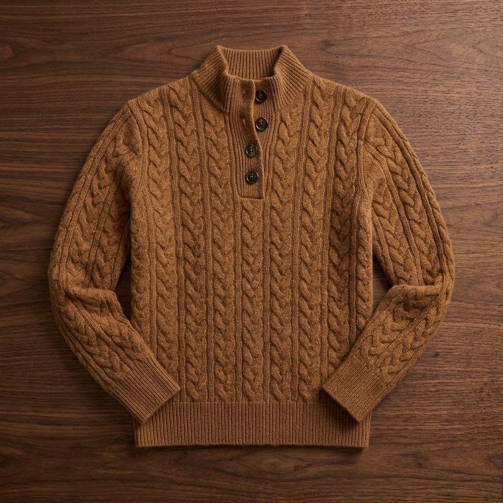 Olympe | Pull Torsadé Col Montant Boutonné Toucher Cachemire Femme - vue 6
