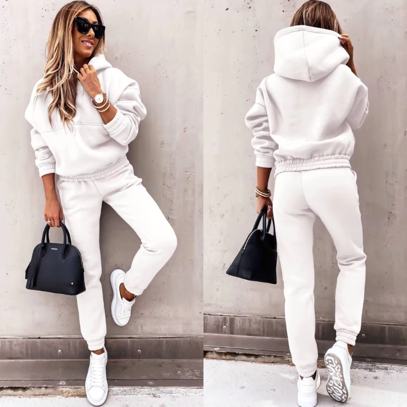 Oriane | Ensemble Jogging Femme Chaud Sweat à Capuche et Pantalon - Blanc
