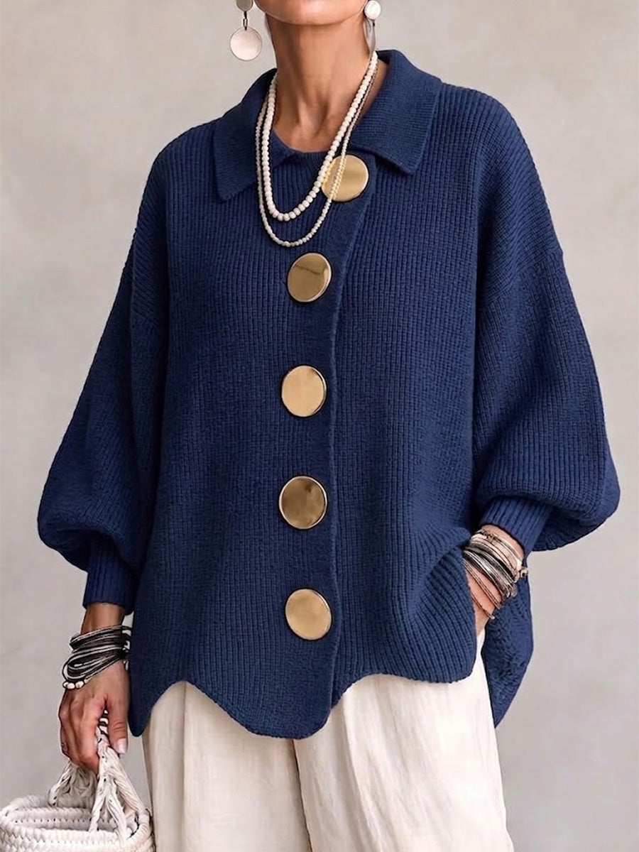 Ines Paris | Cardigan oversize femme gros boutons dorés