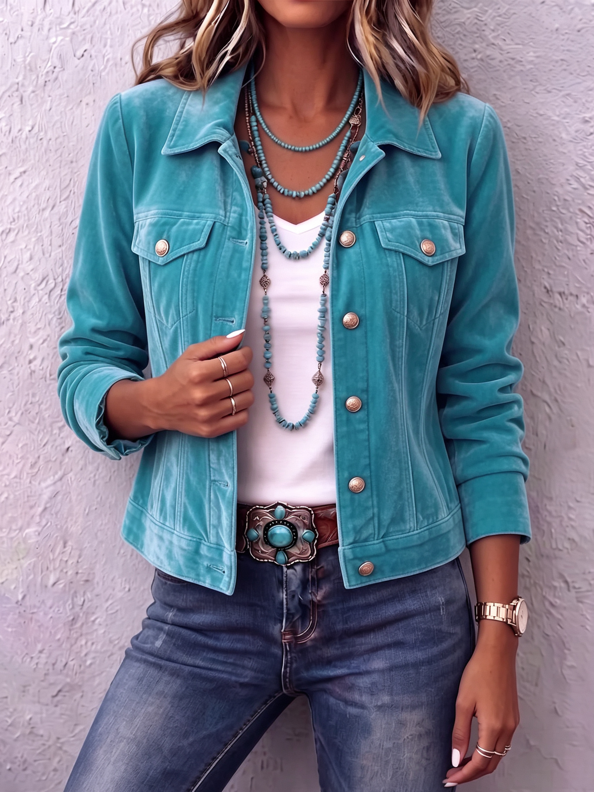 Ines Paris | Veste en velours femme vintage à boutons