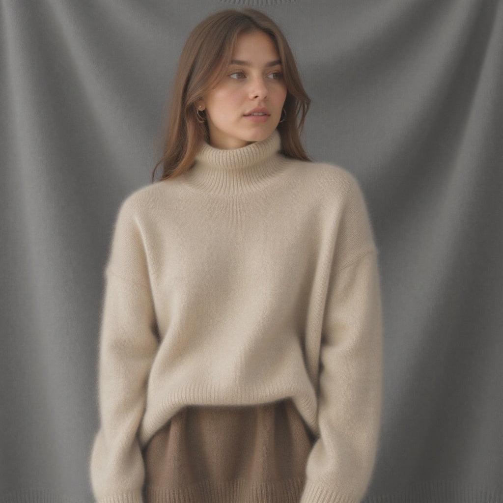 Ines Paris | Pull Col Roulé Oversize Femme Toucher Cachemire