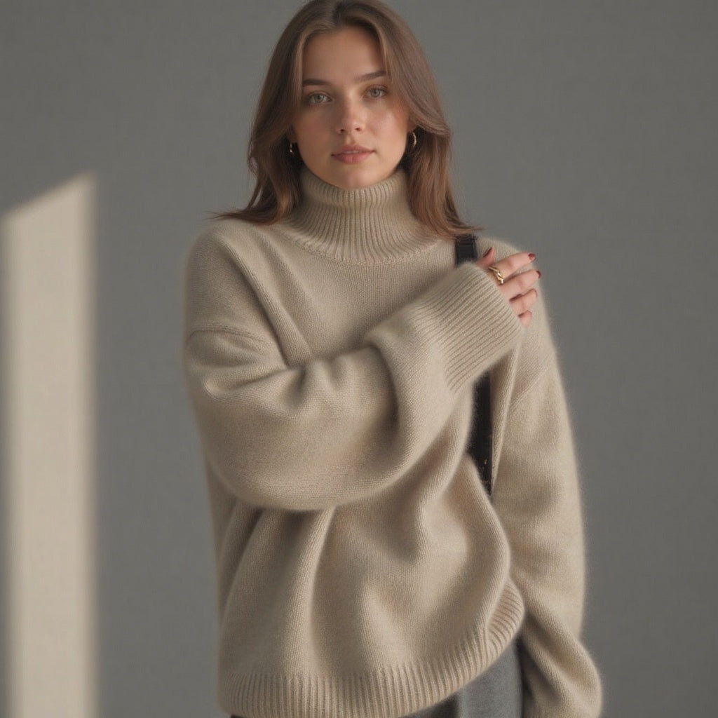Ines Paris | Pull Col Roulé Oversize Femme Toucher Cachemire