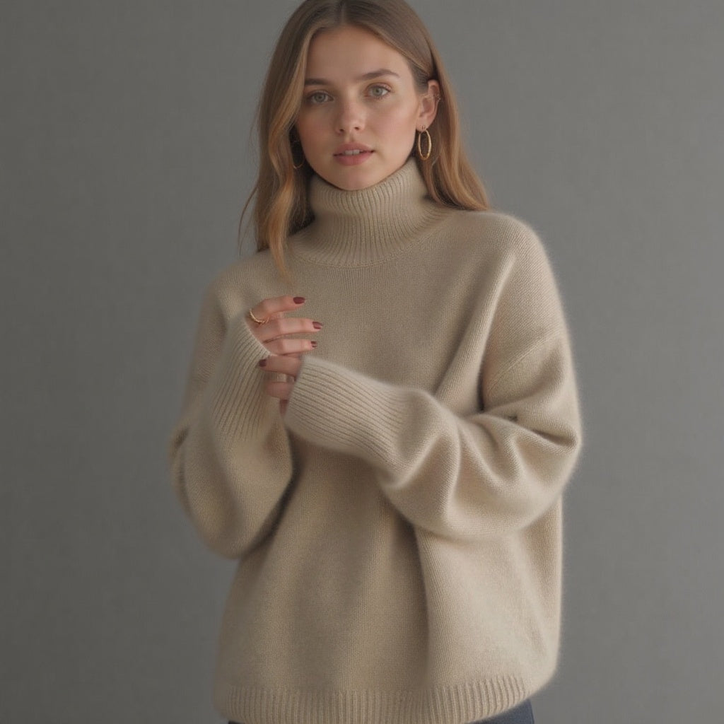 Ines Paris | Pull Col Roulé Oversize Femme Toucher Cachemire
