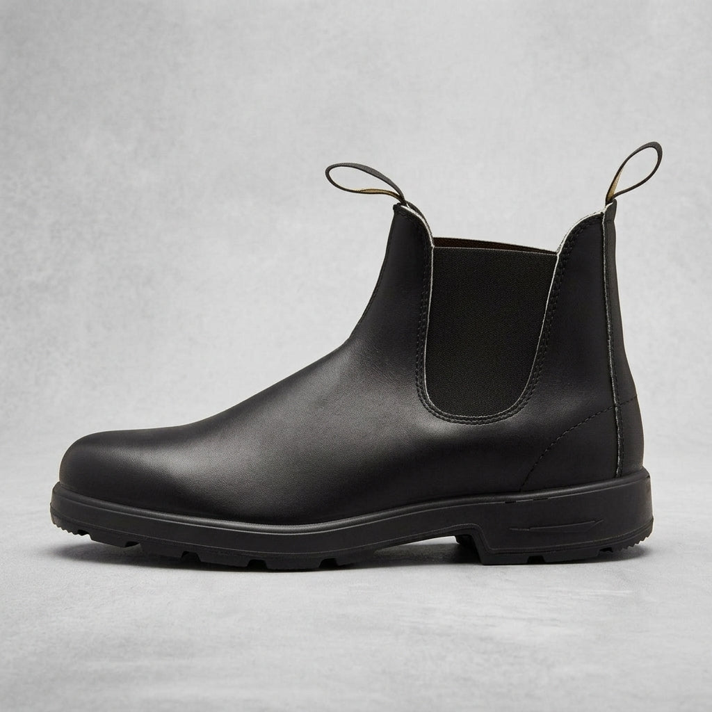 Pascale | Bottines Chelsea Femme Effet Cuir à Élastiques et Semelle Crantée - Noir