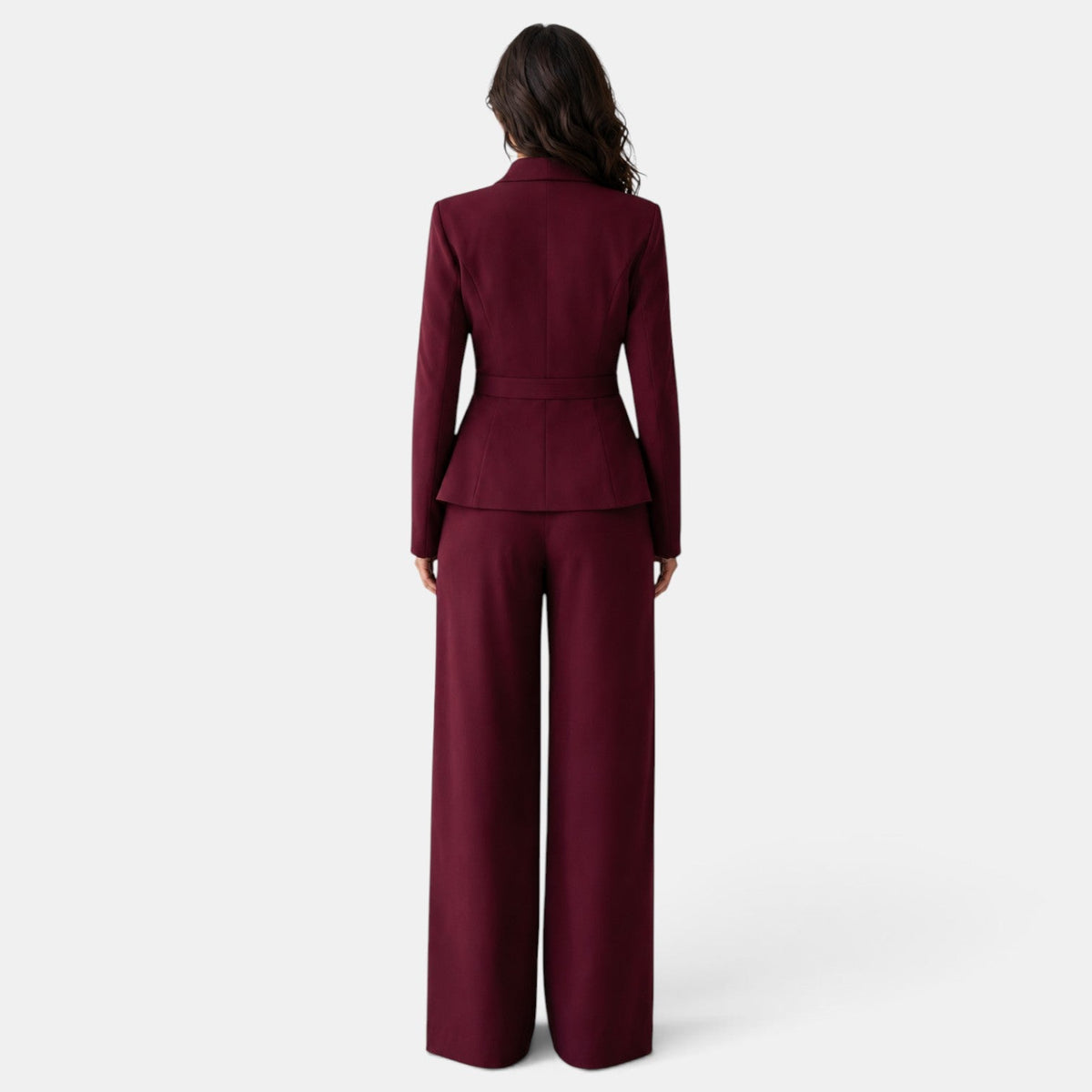 Perrine | Tailleur Pantalon Femme Blazer Cintré Col Châle et Pantalon Large - vue 6