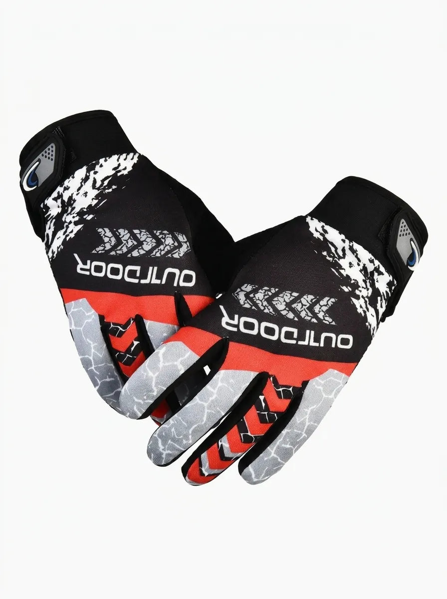 Quentin | Gants de Vélo Homme Déperlants Tactiles à Paume Antidérapante - Noir et rouge