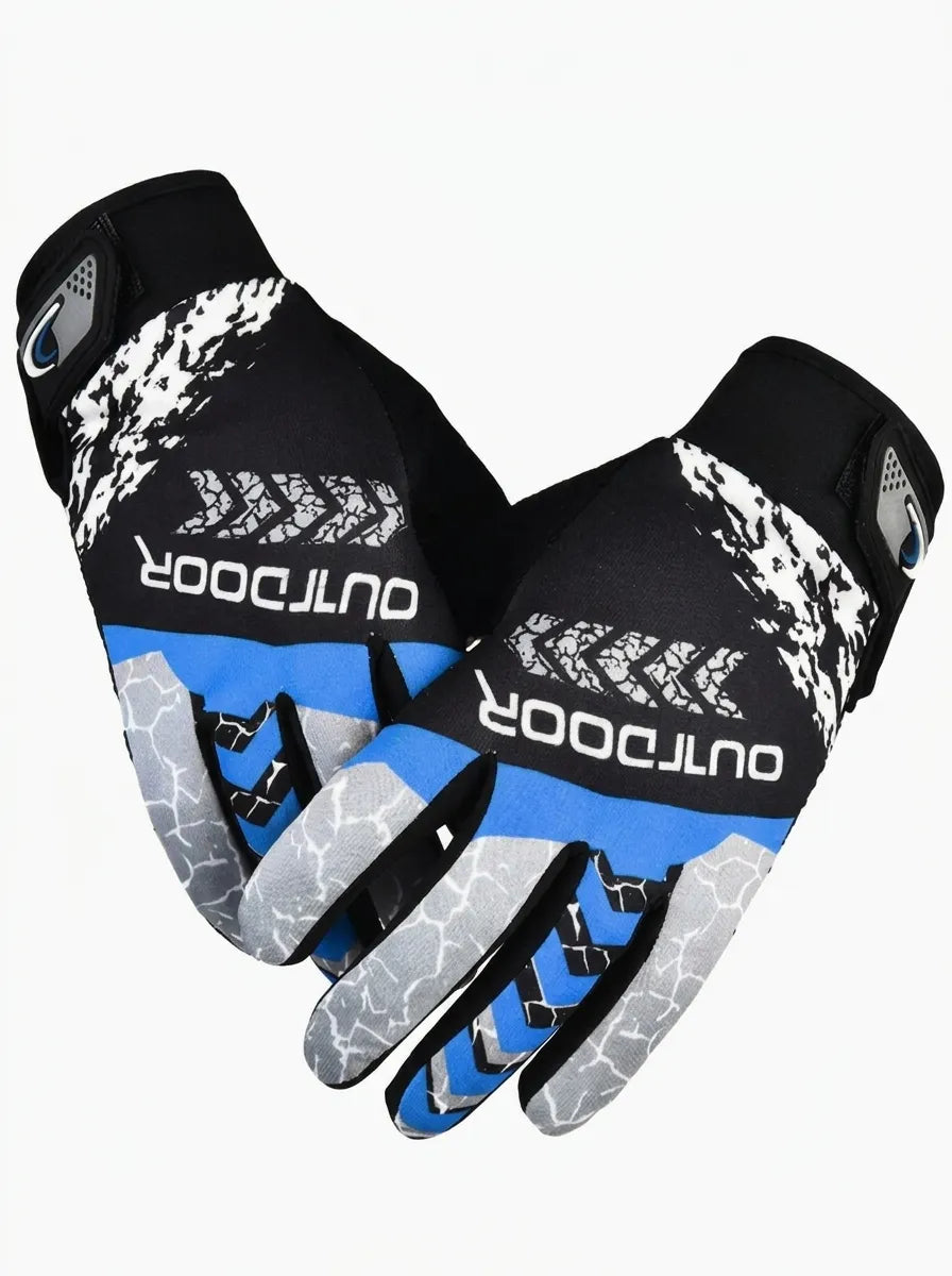 Quentin | Gants de Vélo Homme Déperlants Tactiles à Paume Antidérapante - Noir et bleu