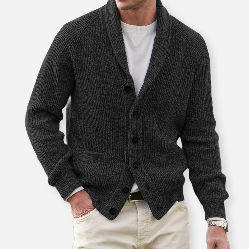 Rémi | Gilet en Maille Côtelée Col Châle à Poches Homme - vue 6