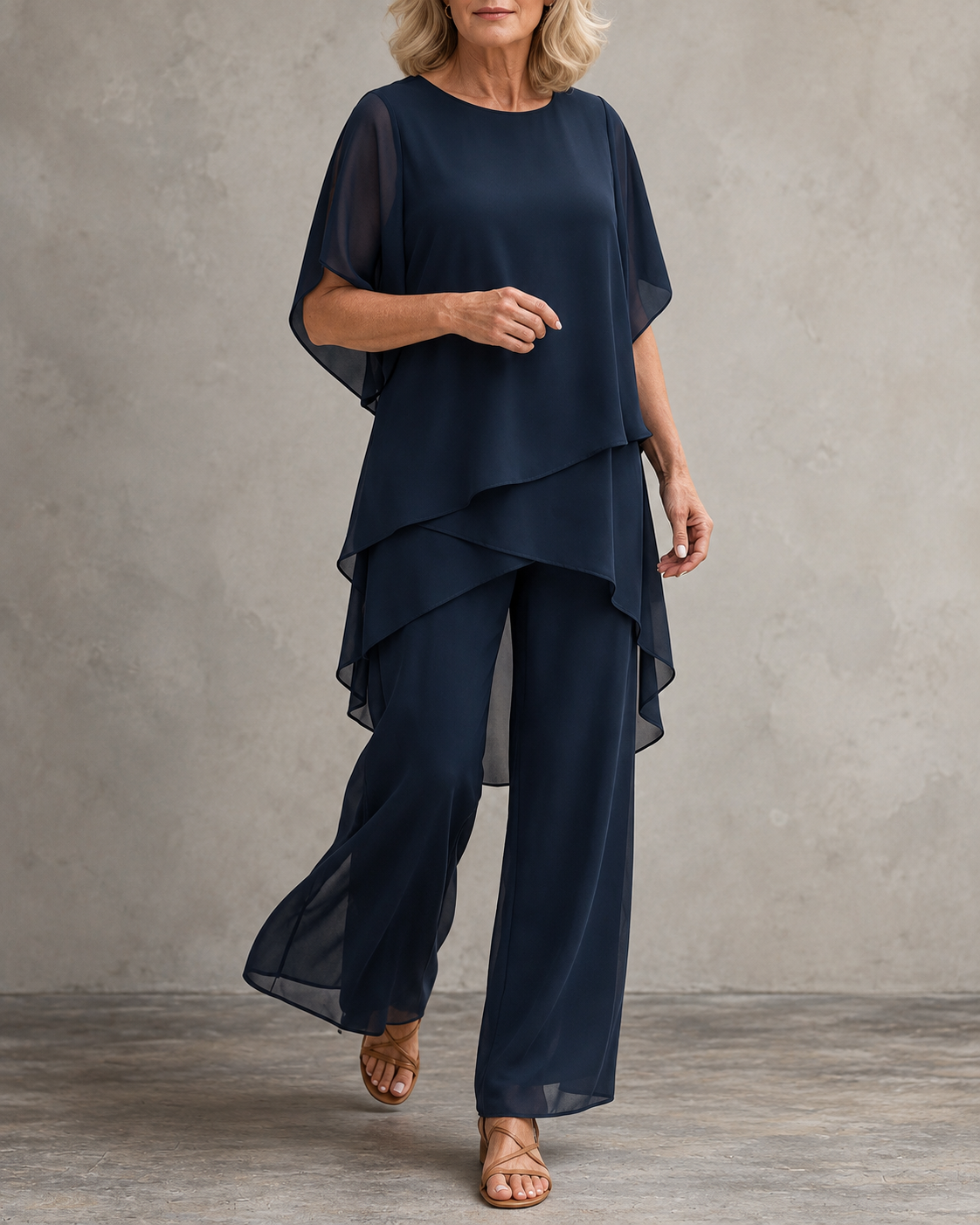 Ensemble femme blouse mousseline et pantalon large