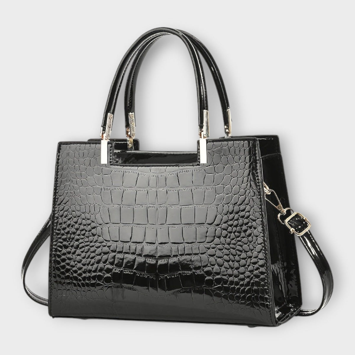 Séverine | Sac à Main Femme Effet Croco Verni à Double Anse - vue 2