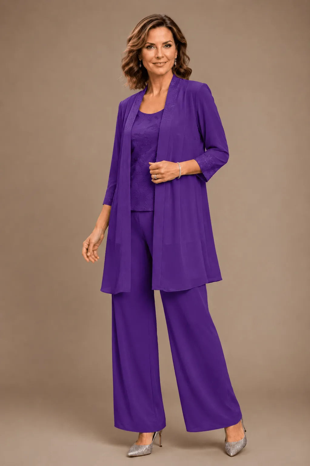 Ines Paris | Ensemble 3 pièces femme brodé de cérémonie, grande taille
