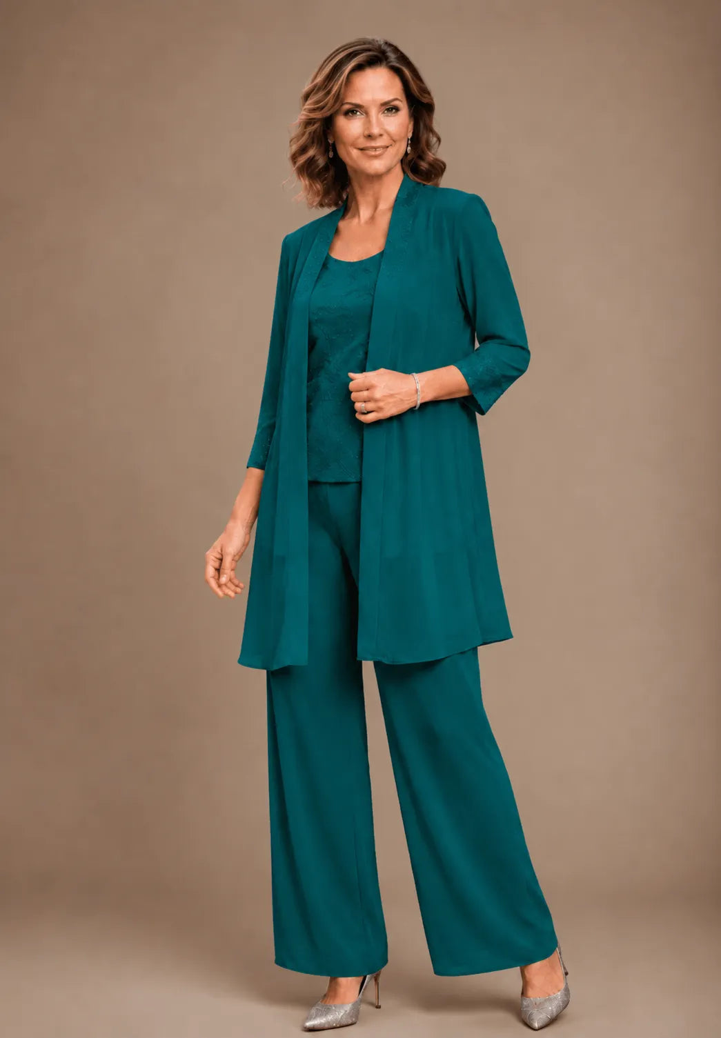 Ines Paris | Ensemble 3 pièces femme brodé de cérémonie, grande taille