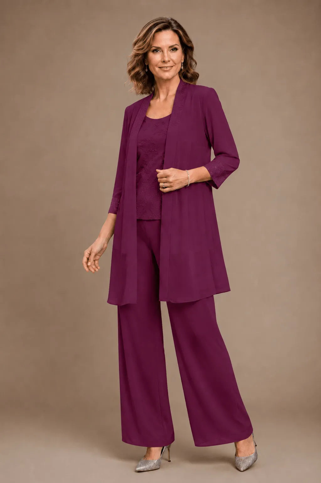 Ines Paris | Ensemble 3 pièces femme brodé de cérémonie, grande taille