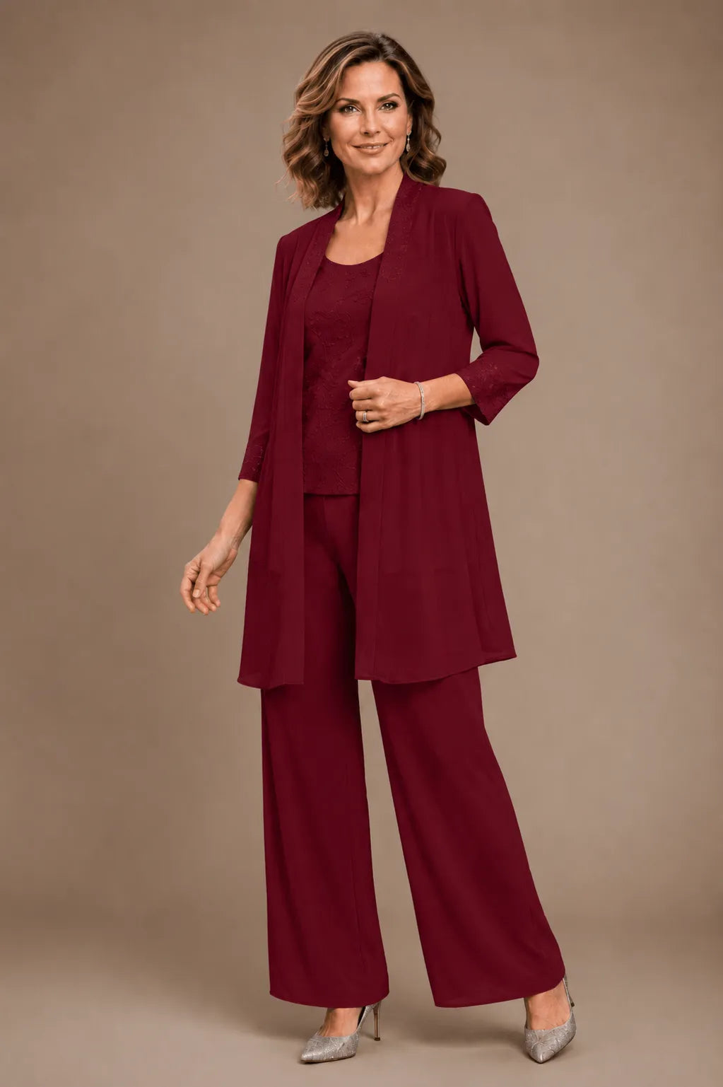 Ines Paris | Ensemble 3 pièces femme brodé de cérémonie, grande taille