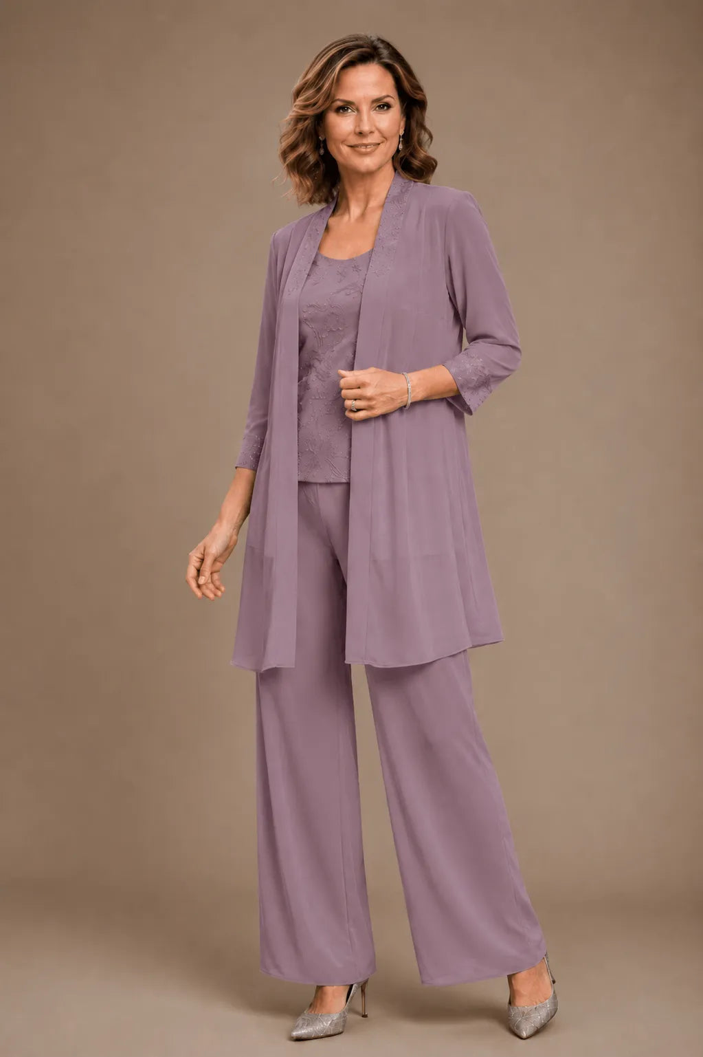 Ines Paris | Ensemble 3 pièces femme brodé de cérémonie, grande taille