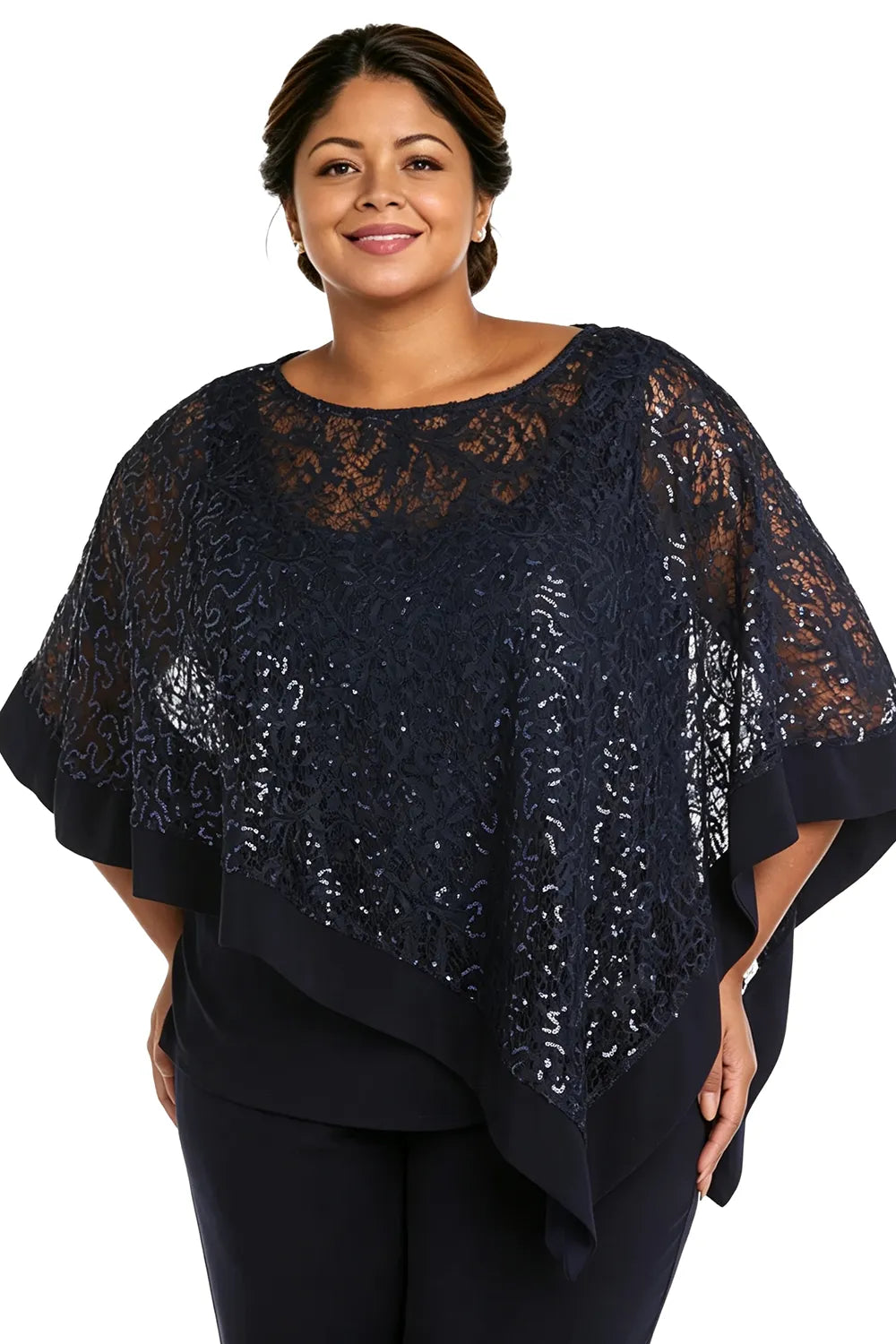 Ines Paris | Ensemble cape à paillettes et pantalon femme cérémonie, grande taille