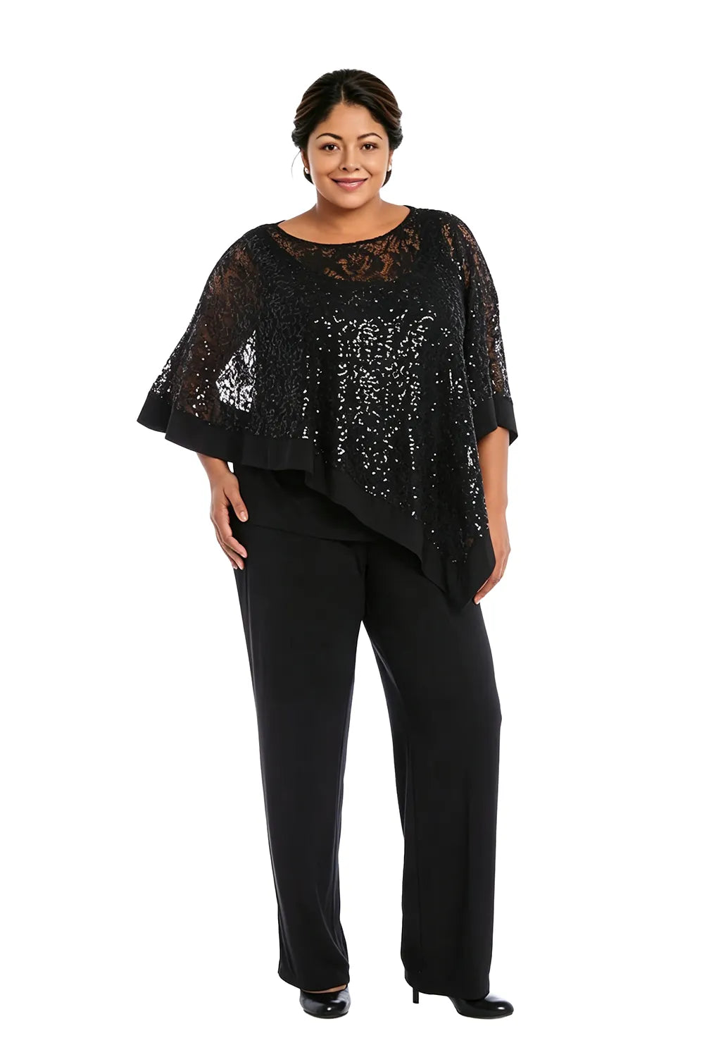 Ines Paris | Ensemble cape à paillettes et pantalon femme cérémonie, grande taille