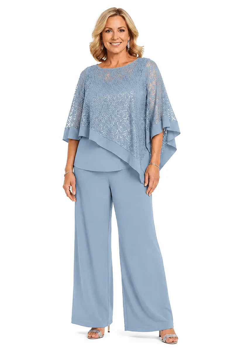 Ines Paris | Ensemble cape à paillettes et pantalon femme cérémonie, grande taille