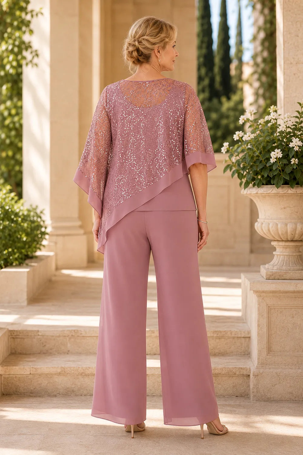 Ines Paris | Ensemble cape à paillettes et pantalon femme cérémonie, grande taille