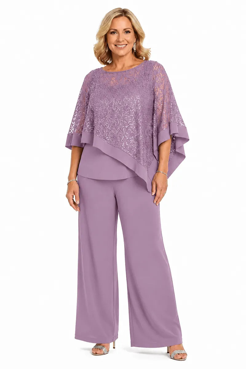 Ines Paris | Ensemble cape à paillettes et pantalon femme cérémonie, grande taille