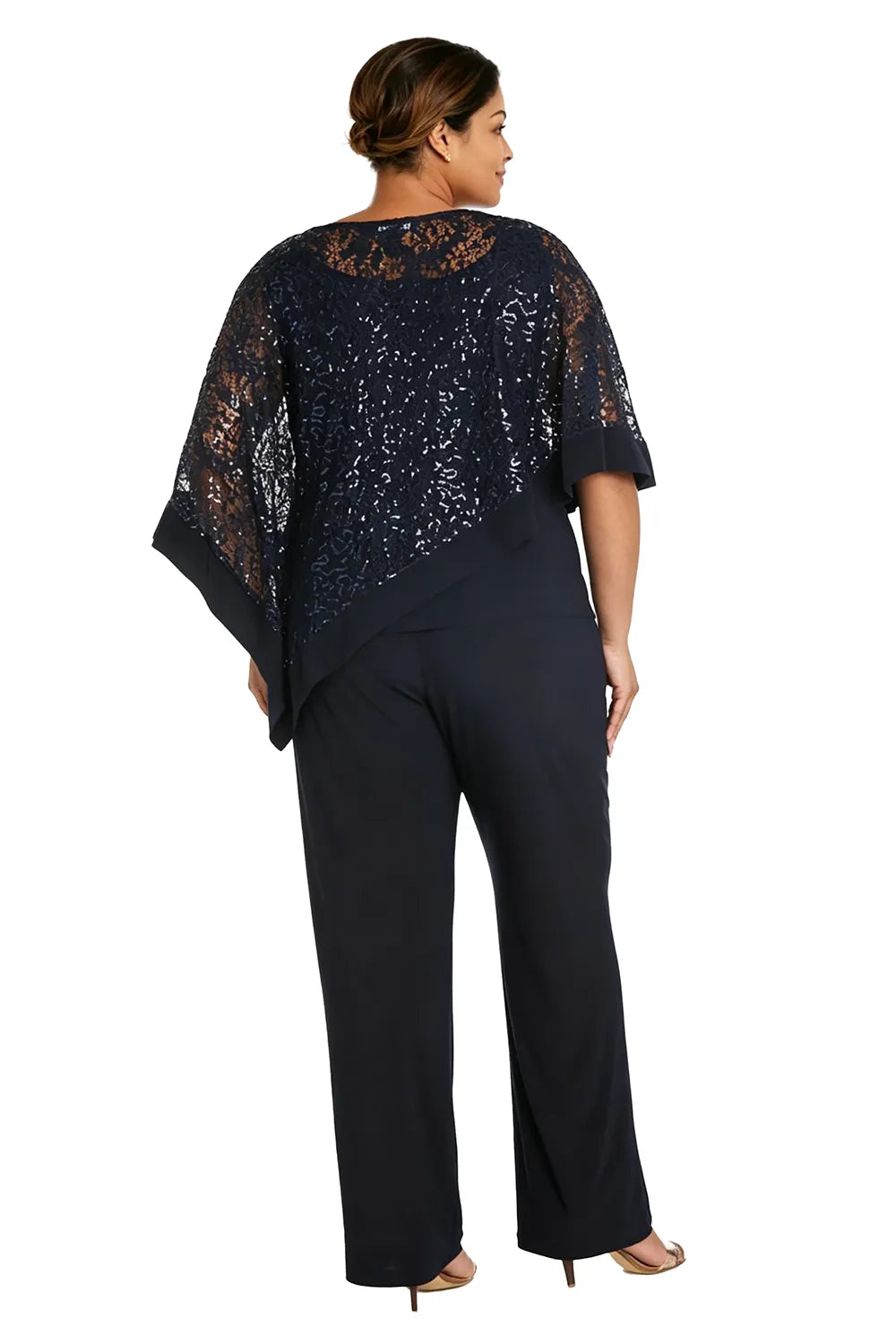 Ines Paris | Ensemble cape à paillettes et pantalon femme cérémonie, grande taille