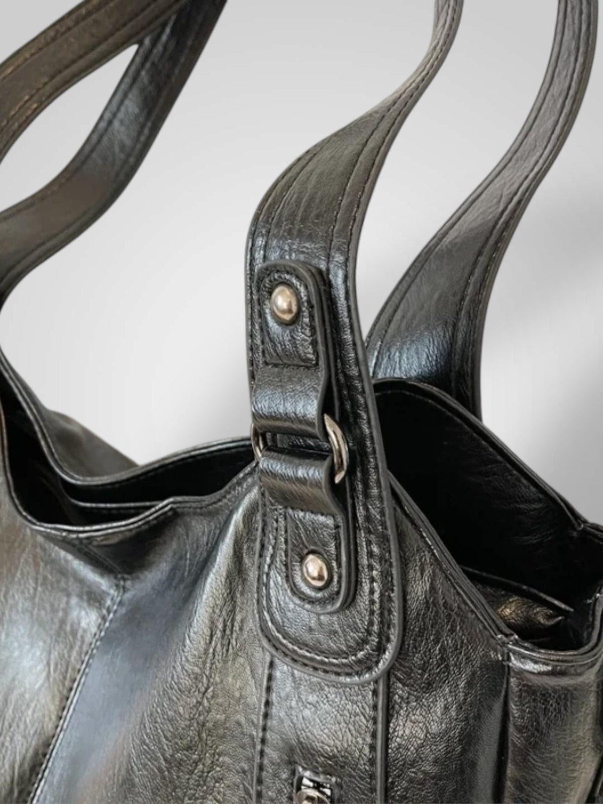 Sidonie | Grand Sac Cabas Femme Effet Cuir à Poches Zippées - vue 4