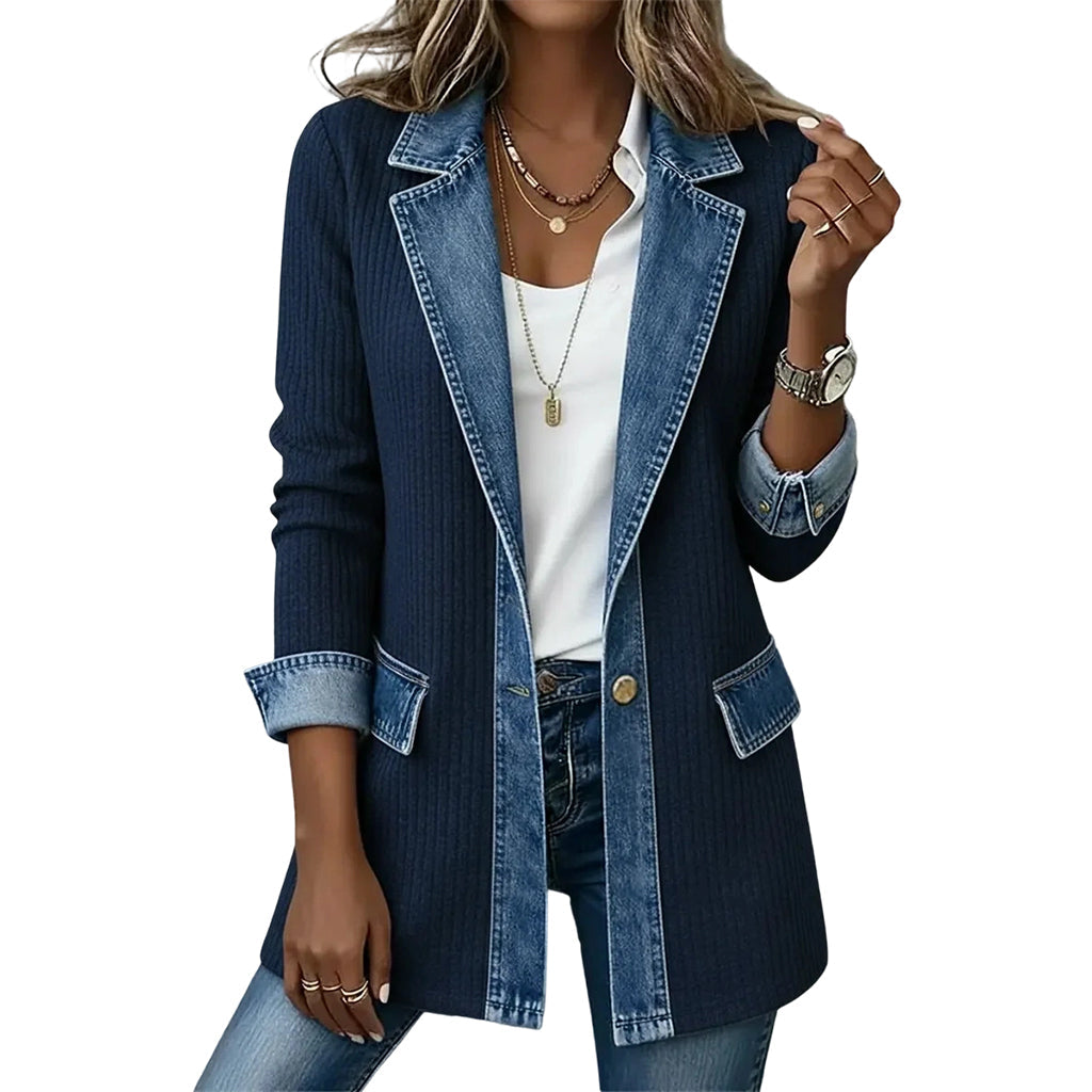 Veste en jean femme coupe ample manches en maille