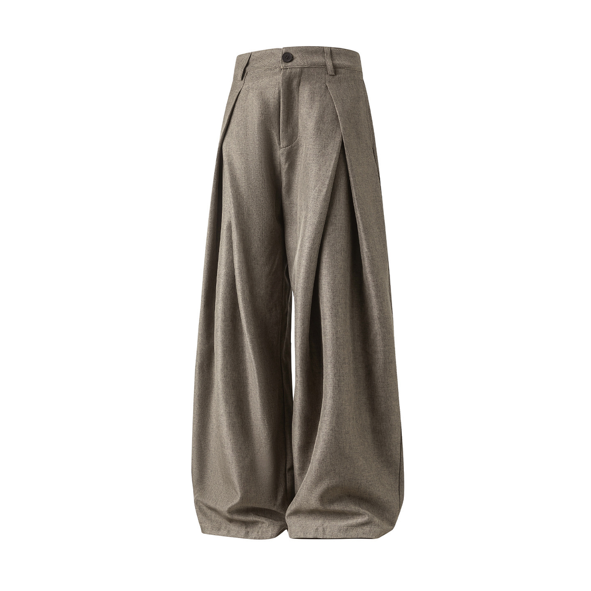 Xavier | Pantalon Large Homme Taille Haute à Pinces en Tissu Fluide - Marron clair