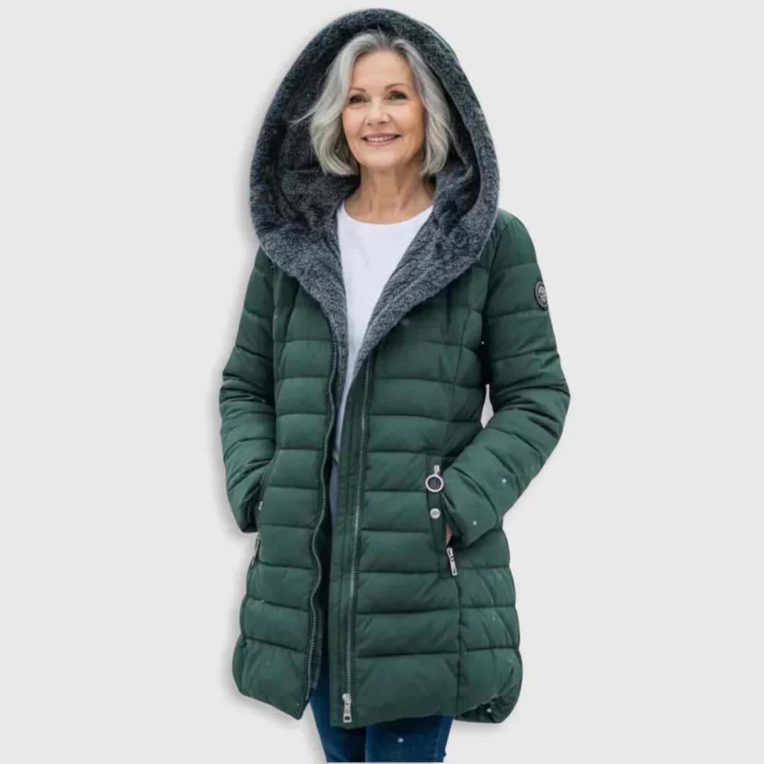Manteau d'hiver femme doublé polaire capuche amovible