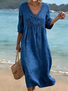 Ines Paris | Robe en Coton Femme Col V Coupe Fluide