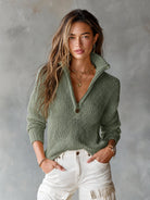 Ines Paris | Pull demi-zip femme maille ajourée – Coupe ample col zippé