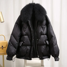 Doudoune oversize femme, col effet fourrure amovible