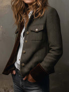 Ines Paris | Blazer femme vintage chevrons à liserés contrastants
